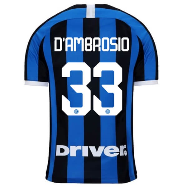 Camiseta Inter Milan NO.33 D'Ambrosio Primera equipación 2019-2020 Azul
